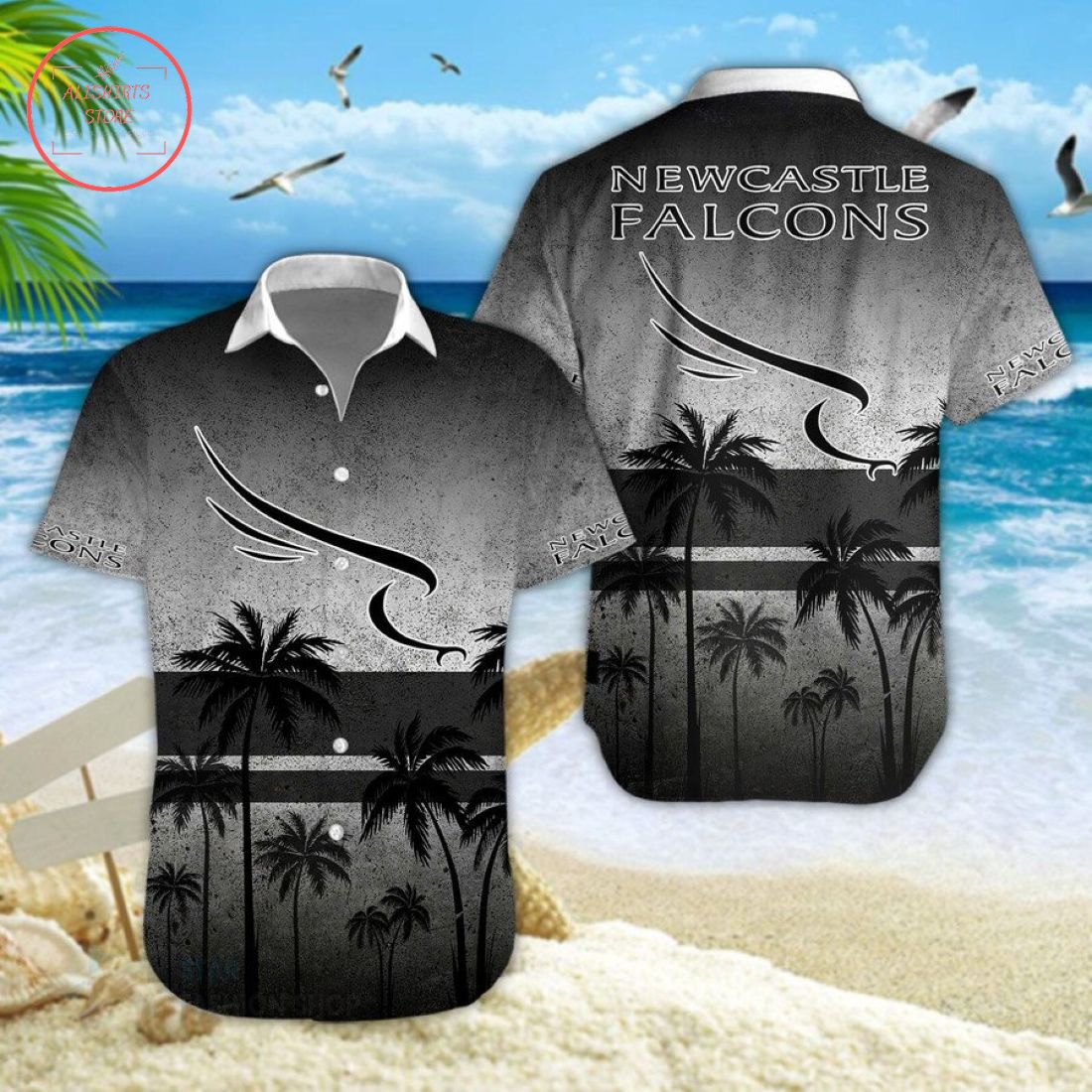 Newcastle Falcons Hawaiian Shirt and Shorts