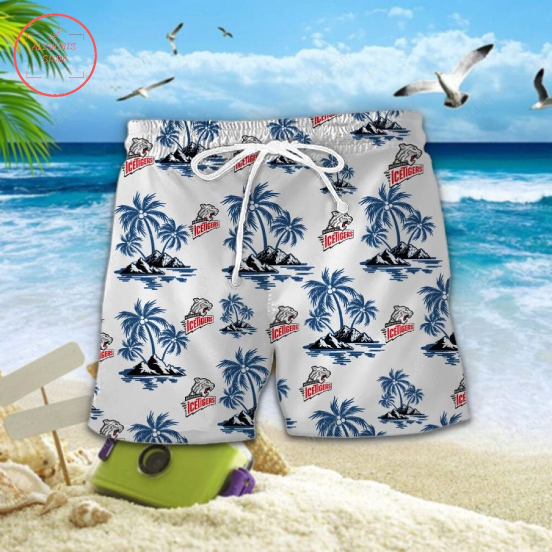 Nurnberg Ice Tigers Hawaiian Shirt Shorts and Flip Flops