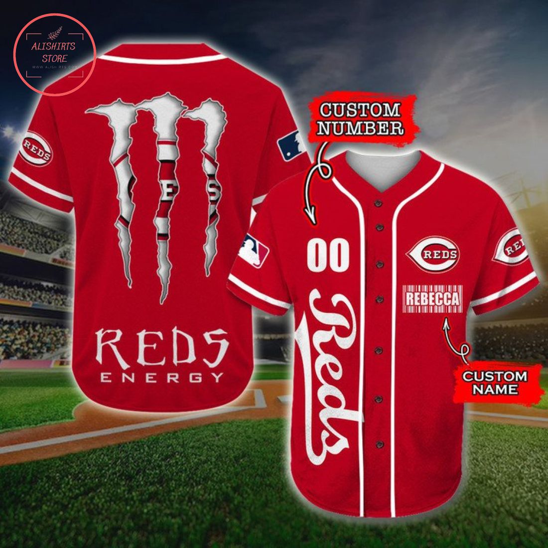 Personalized Cincinnati Reds Monster Energy Baseball Jersey