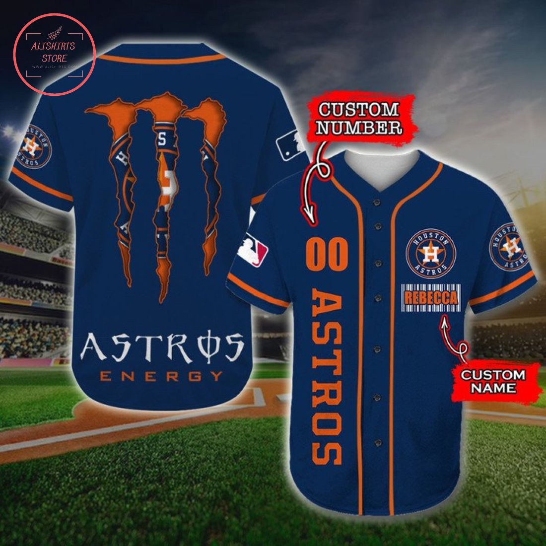 Personalized Houston Astros Monster Energy Baseball Jersey