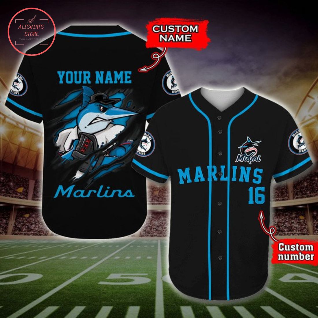 Personalized MLB Miami Marlins Baseball Jersey