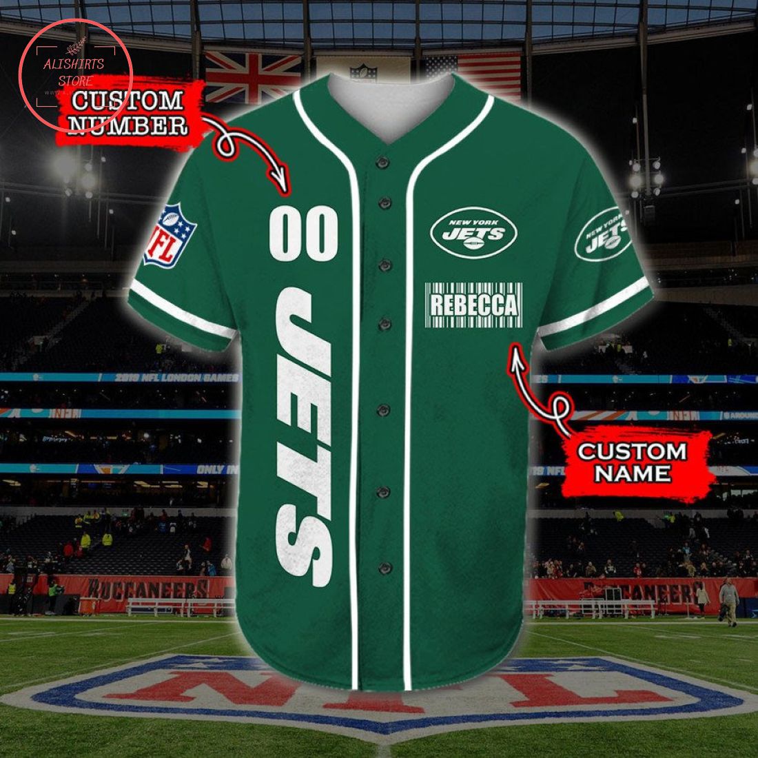 Personalized New York Jets Monster Energy Baseball Jersey