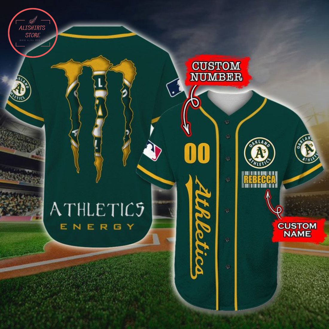 Personalized Oakland Athletics Monster Energy Baseball Jersey