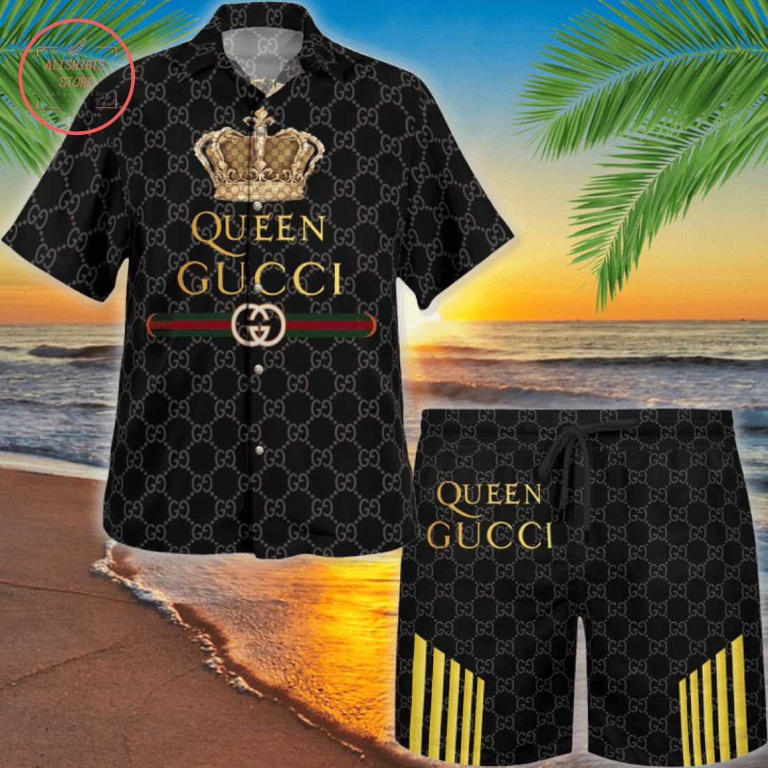 Queen Gucci Hawaiian Shirt and Shorts