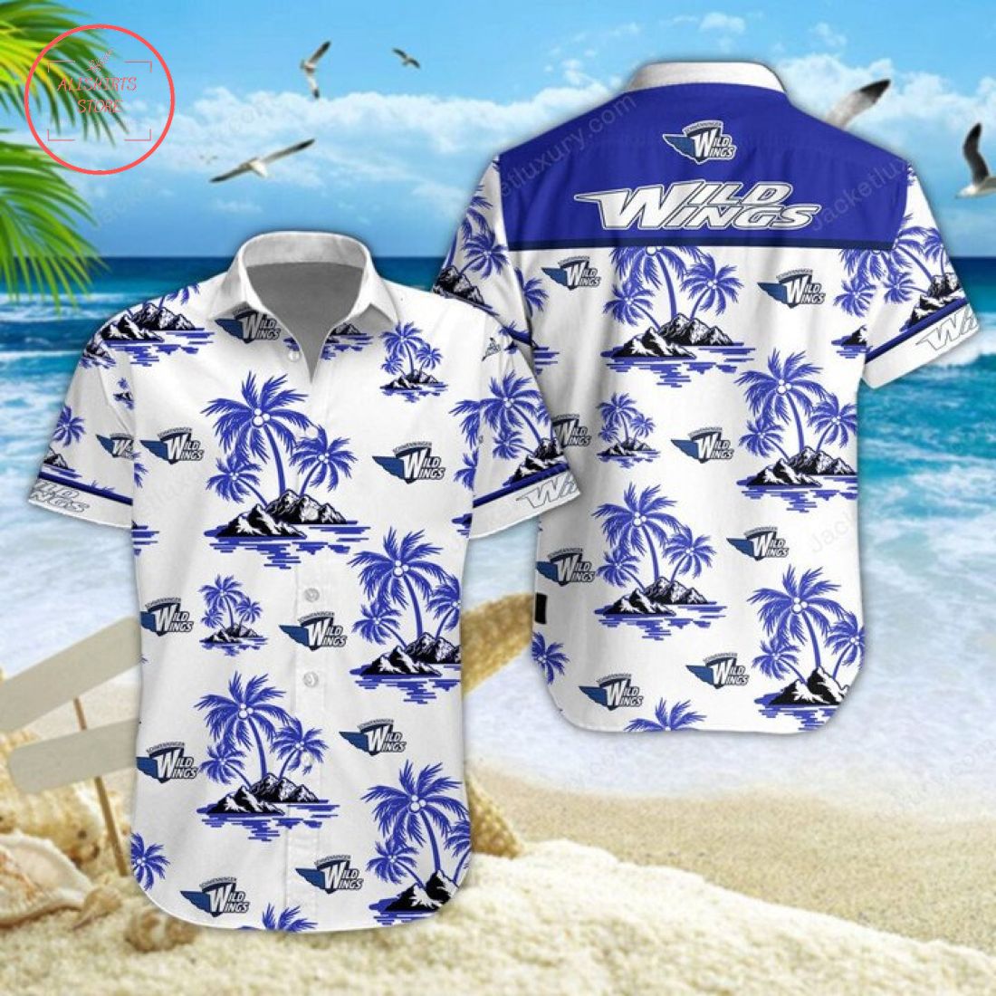 Schwenninger Wild Wings Hawaiian Shirt Shorts and Flip Flops