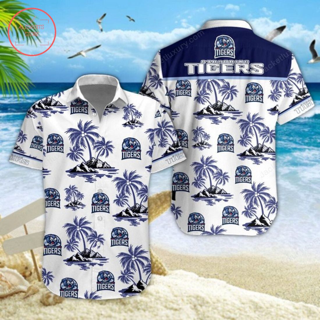 Straubing Tigers Hawaiian Shirt Shorts and Flip Flops