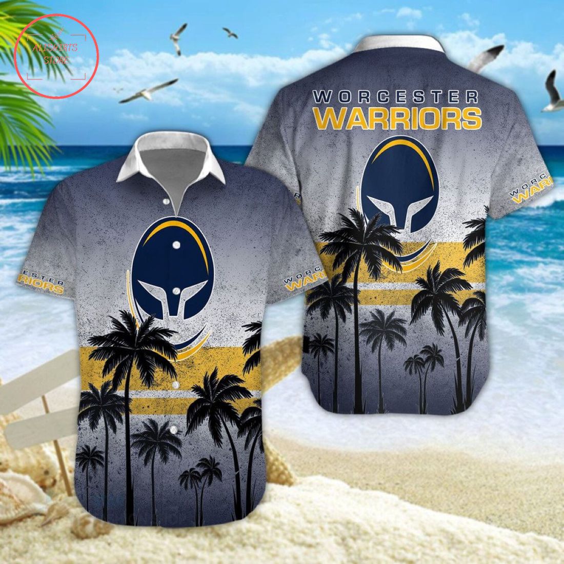 Worcester Warriors Hawaiian Shirt and Shorts