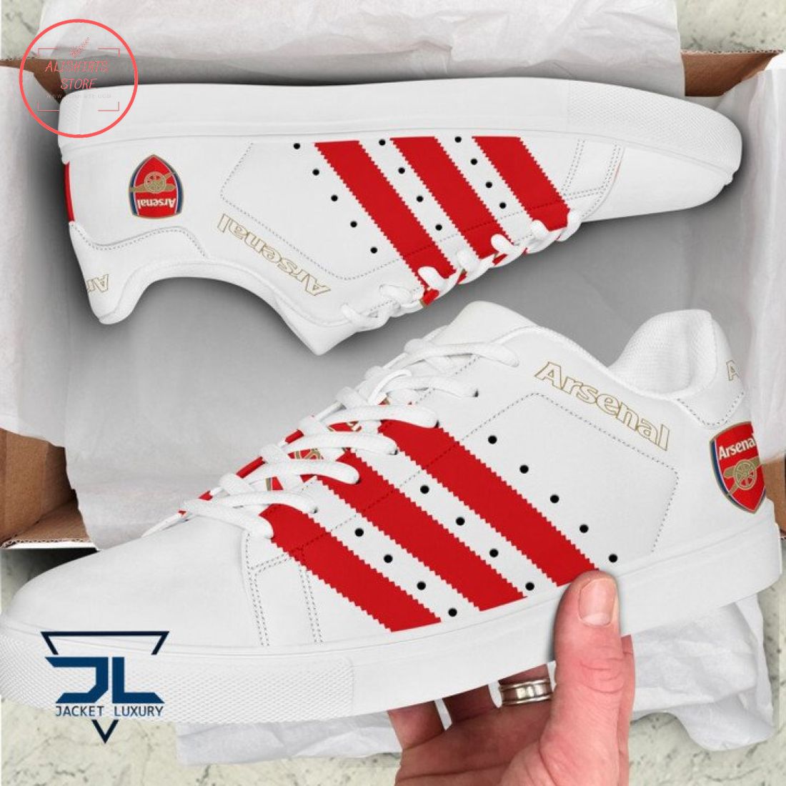 Arsenal FC Red and White Stan Smith Shoes