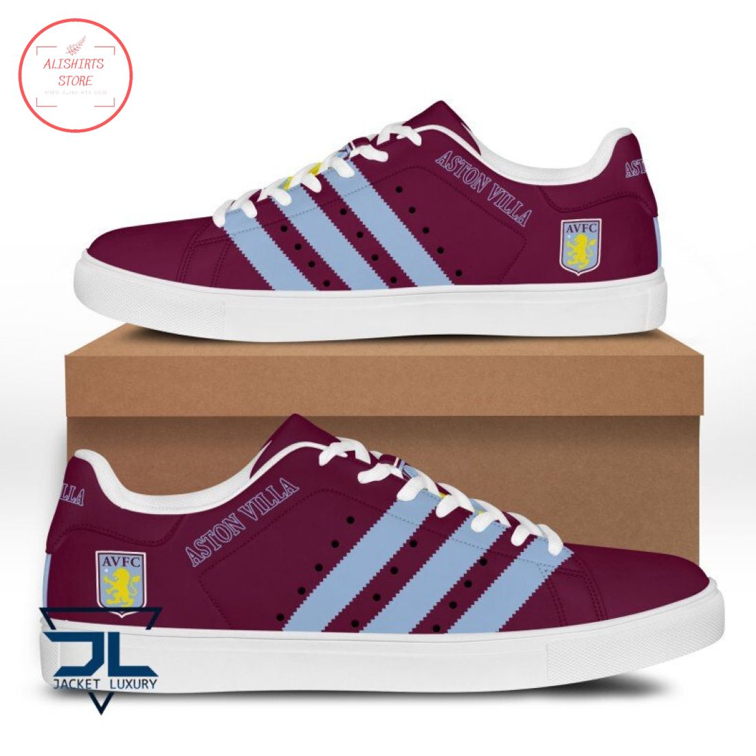 Aston Villa FC Red and White Stan Smith Shoes