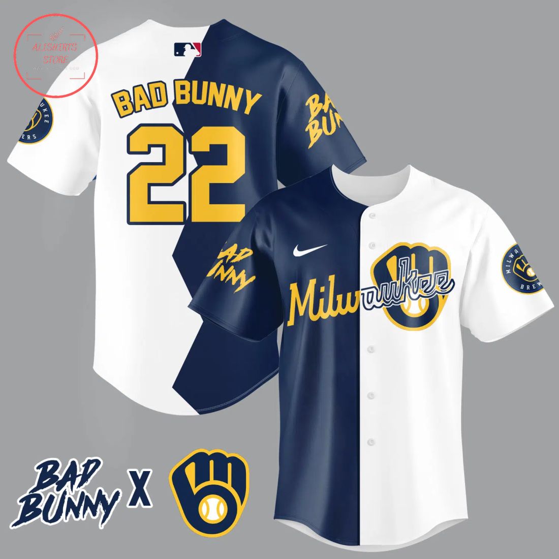 Bad Bunny Milwaukee Brewers Baseball Jersey