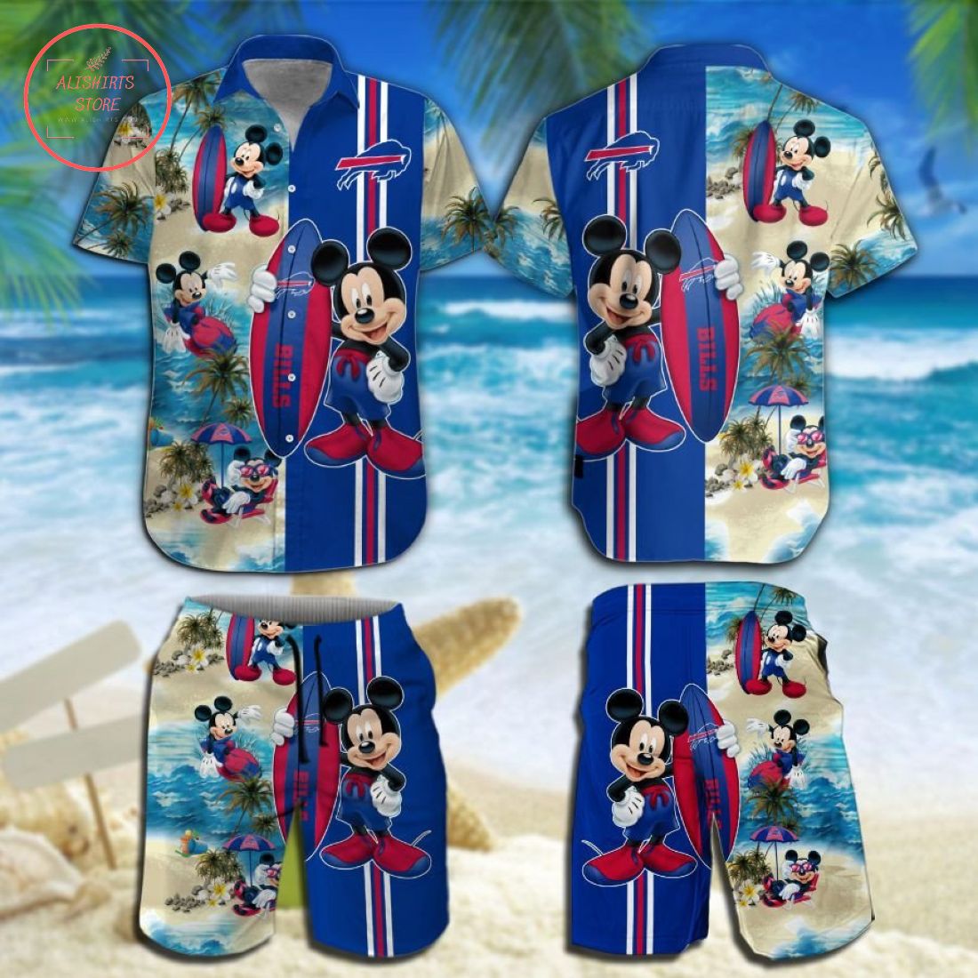Buffalo Bills Mickey Hawaiian Shirt and Shorts