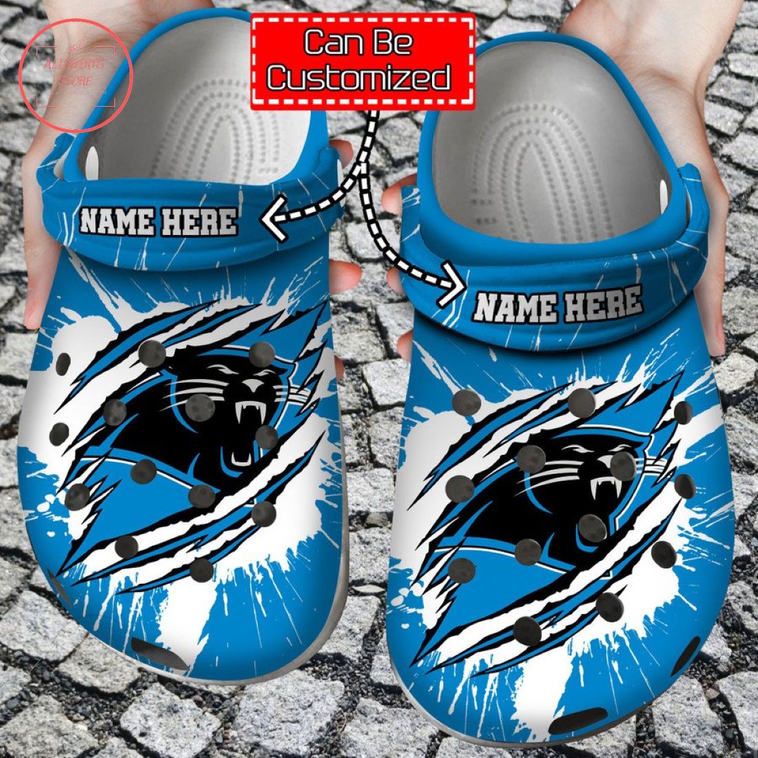 Carolina Panthers Customized Crocs Crocband Clog