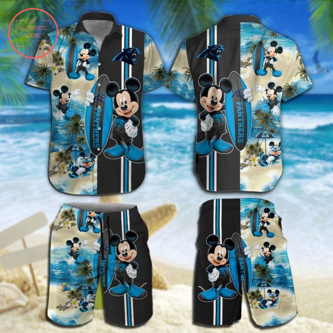 Carolina Panthers Mickey Hawaiian Shirt and Shorts