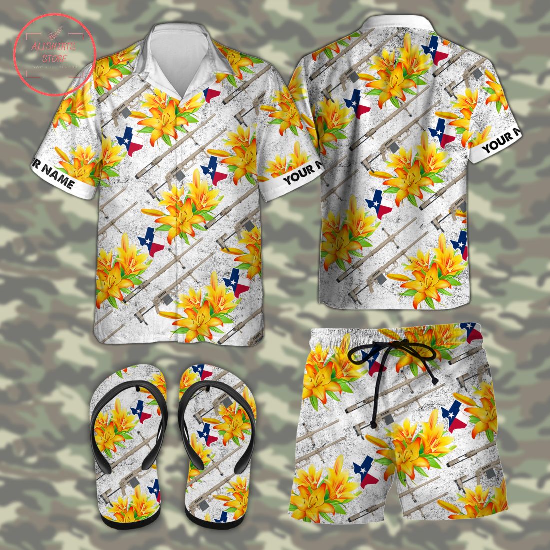 CheyTac M200 Texas tactical Hawaiian Combo Shirt Shorts and Flip Flops