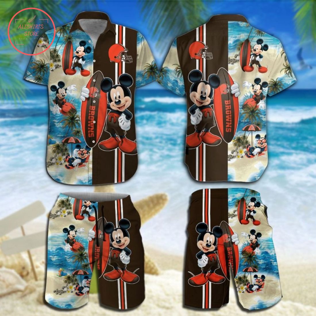 Cleveland Browns Mickey Hawaiian Shirt and Shorts