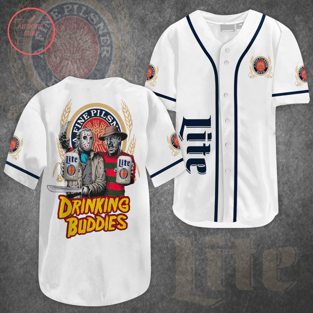 Lite Beer Horror Drink Buddies Baseball Jersey