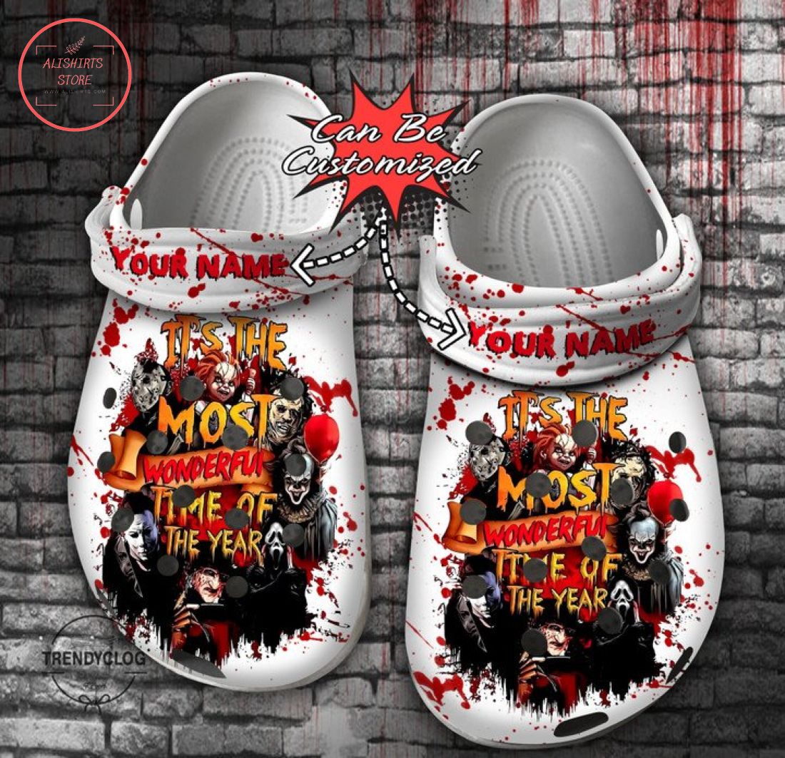 Personalized Horror Characters It's The Most Wonderful Time of The Year Clog Shoes