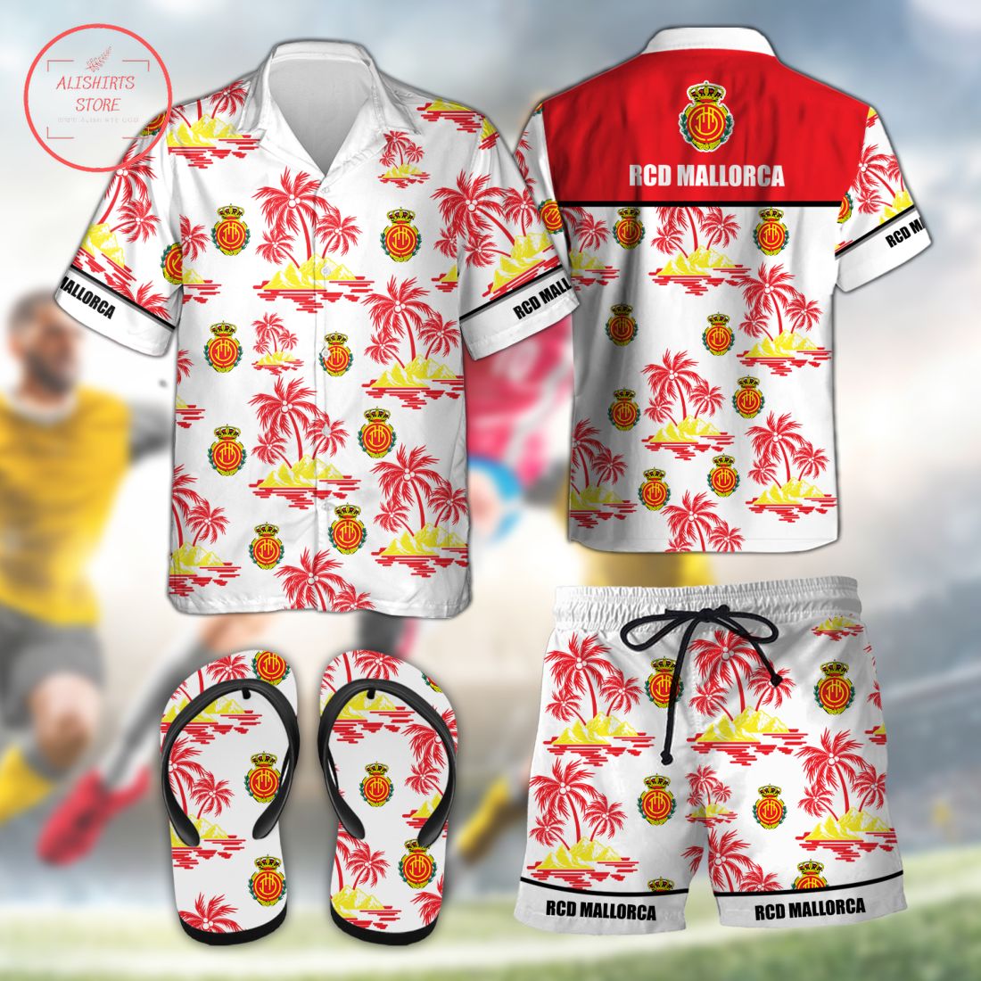 RCD Mallorca Hawaiian Shirt Shorts and Flip Flops