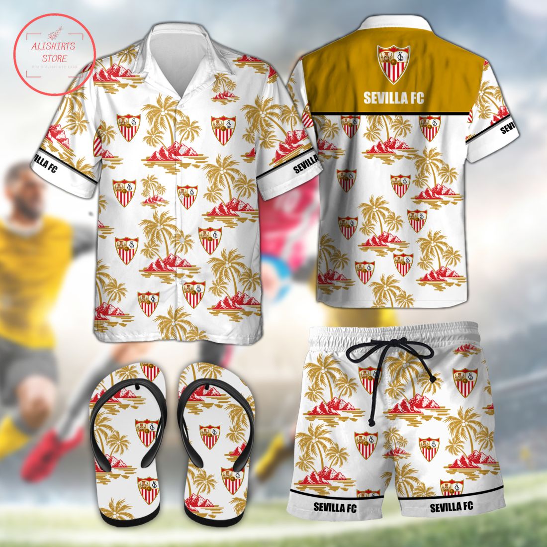 Sevilla FC Hawaiian Shirt Shorts and Flip Flops