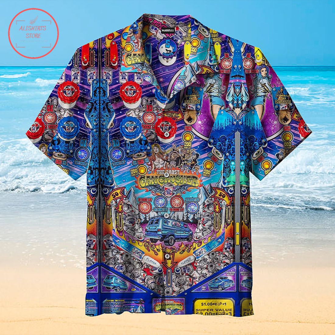 The Pabst Can Crusher Pinball Machine Pinball Hawaiian Shirt