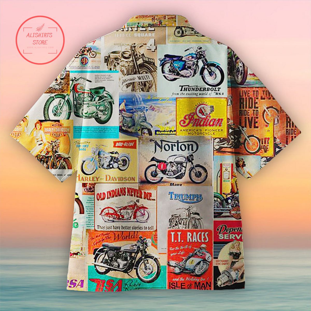 Amazing Vintage Retro Motorcycle Wall Logo Hawaiian Shirt
