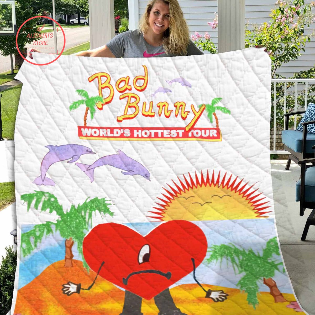 Bad Bunny World's Hottest Tour Quilt Blanket