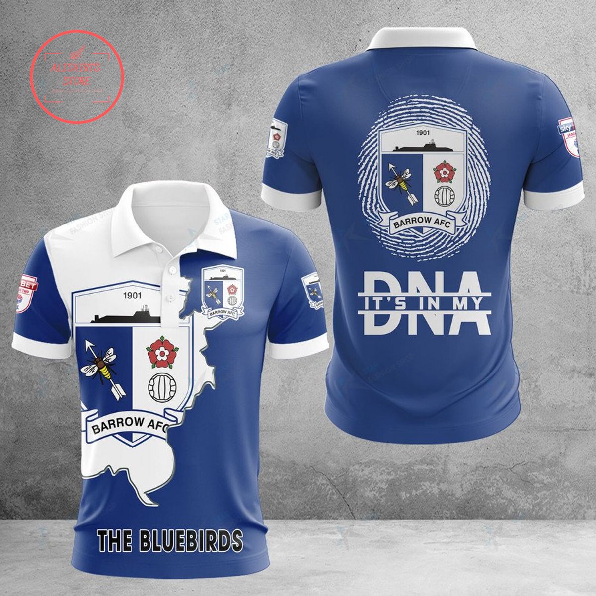 Barrow AFC The Bluebirds DNA Polo Shirt