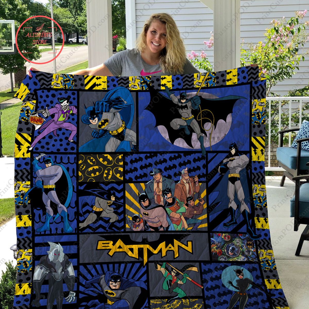 Batman Cartoon Quilt Blanket