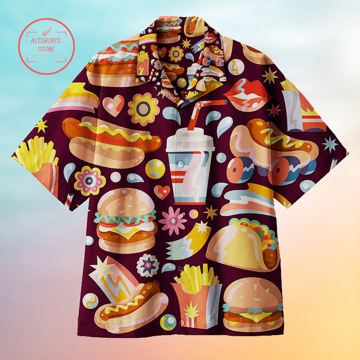 Beautiful Burgers Tacos Hot Dogs Hawaiian Shirt