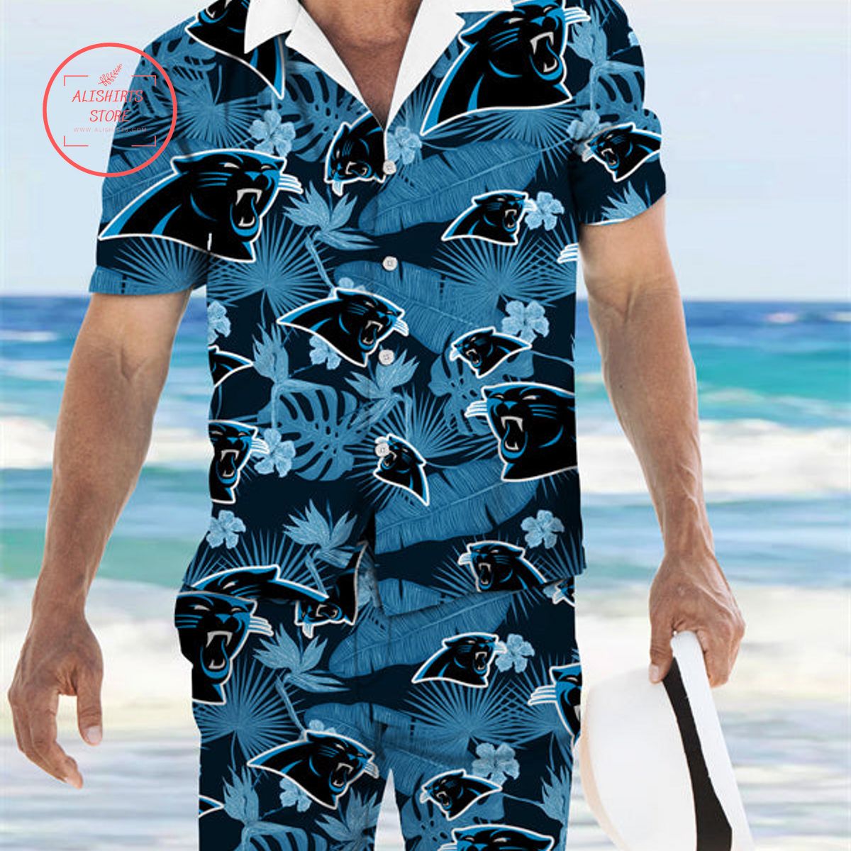 Carolina Panthers Hawaiian Shirt And Shorts Two-Piece Suits