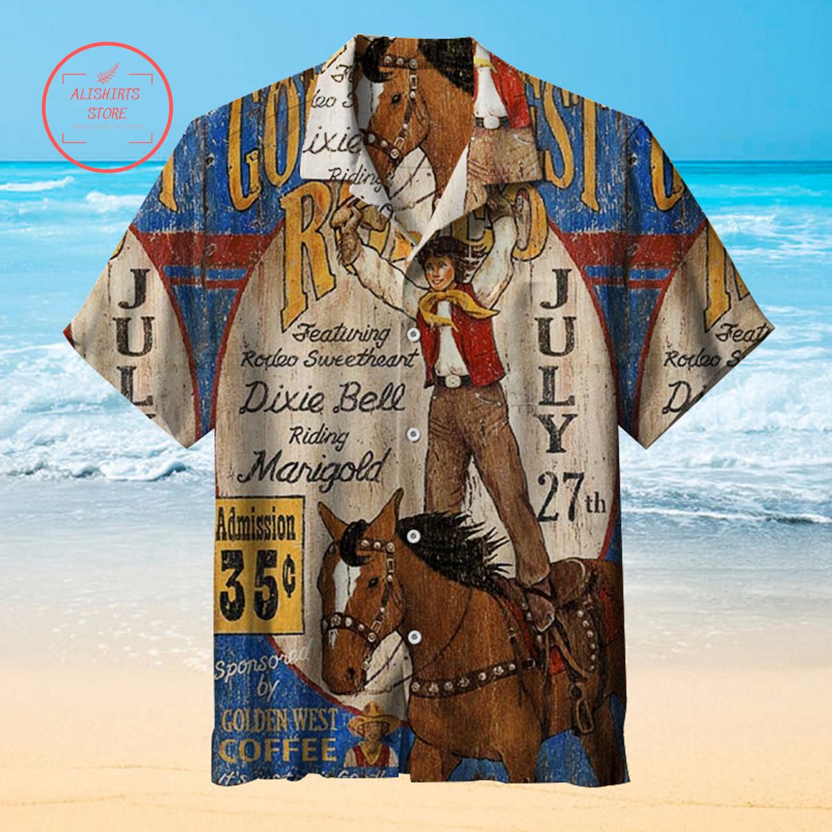 Golden Western Rodeo Vintage Sign Hawaiian Shirt