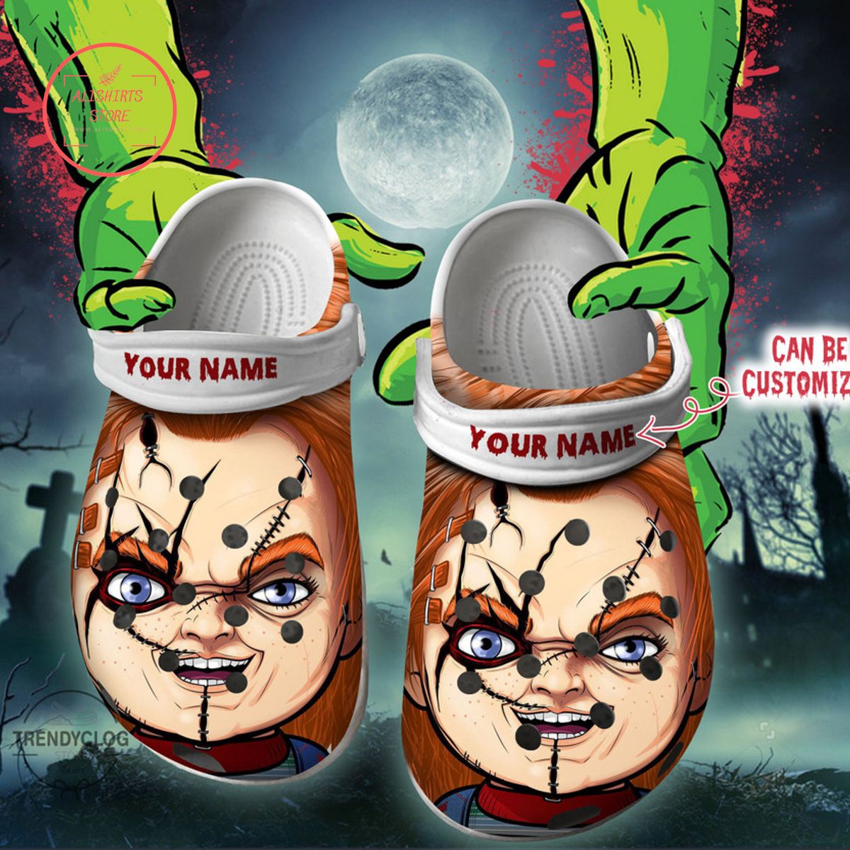 Personalized Chucky Face Halloween Clog Shoes