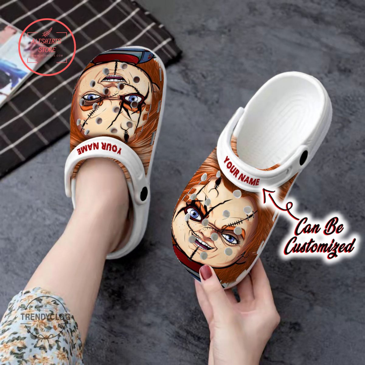 Personalized Chucky Face Halloween Clog Shoes