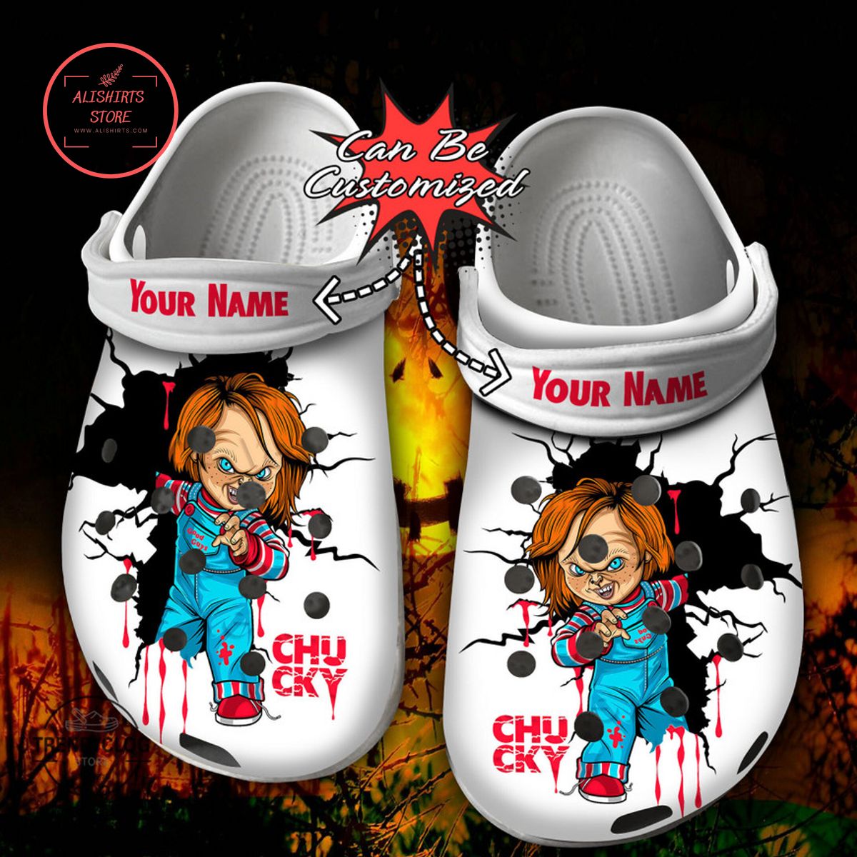 Personalized Chucky Horror Movie Character Killer Clog Shoes