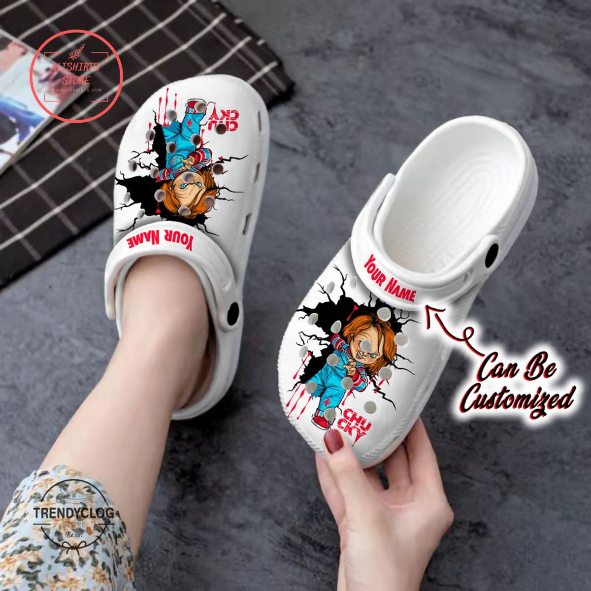 Personalized Chucky Horror Movie Character Killer Clog Shoes