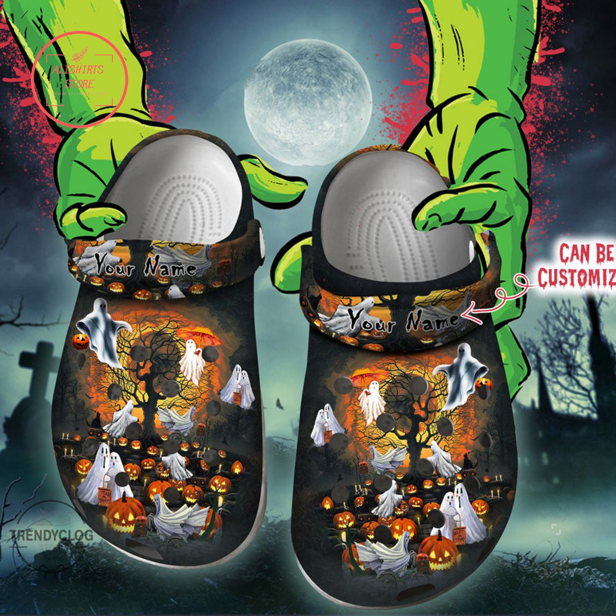 Personalized God Pumpkin Halloween Clog Shoes