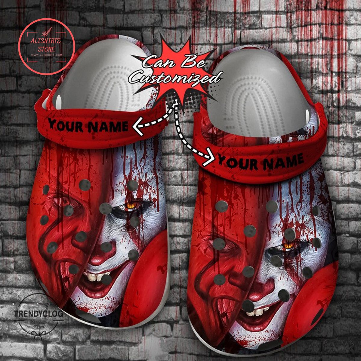 Personalized Halloween Clown Face Clog Shoes