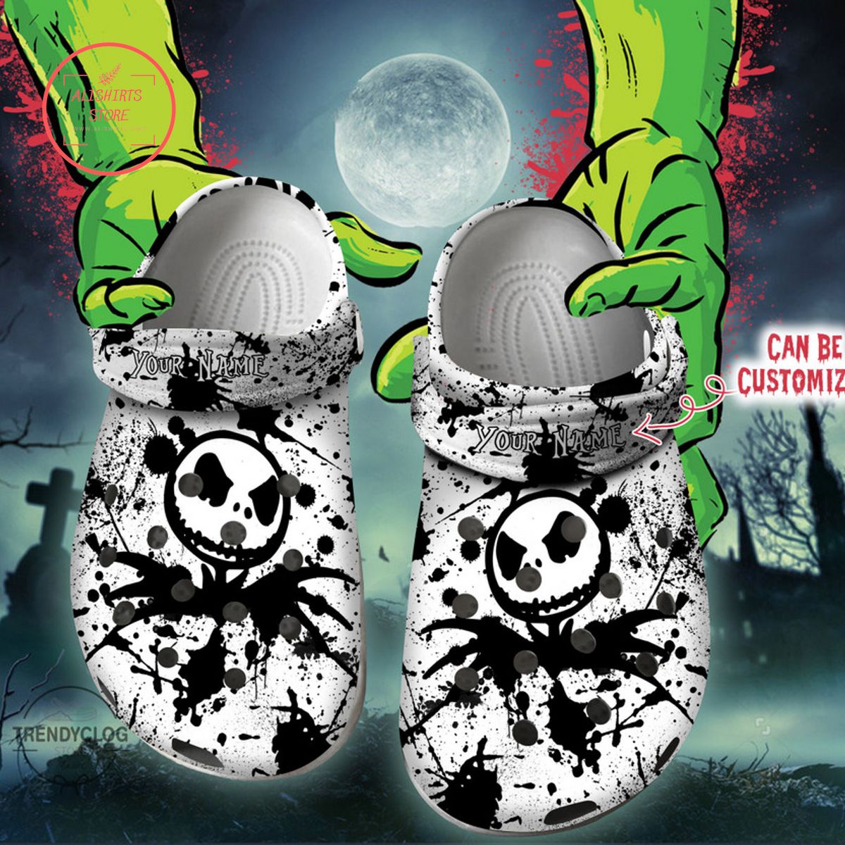 Personalized Halloween Jack Color Splash Clog Shoes