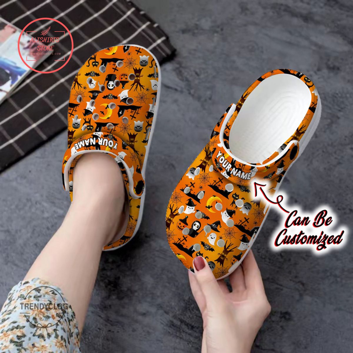 Personalized Halloween Seamless Pattern Clog Shoes