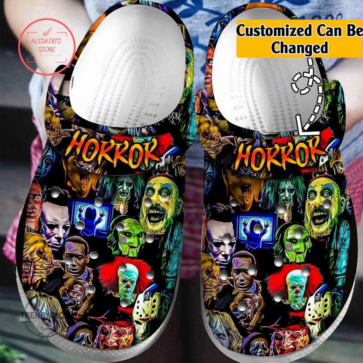 Personalized Horror Electronic Scary Faces Clog Shoes