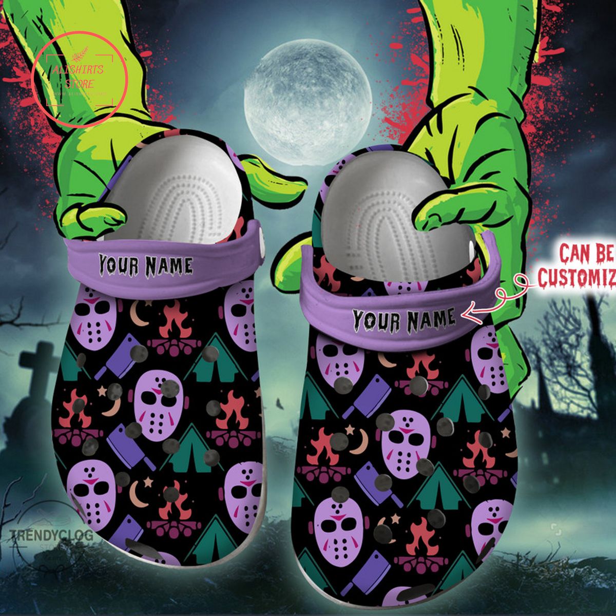 Personalized Horrors Halloween Pattern Clog Shoes