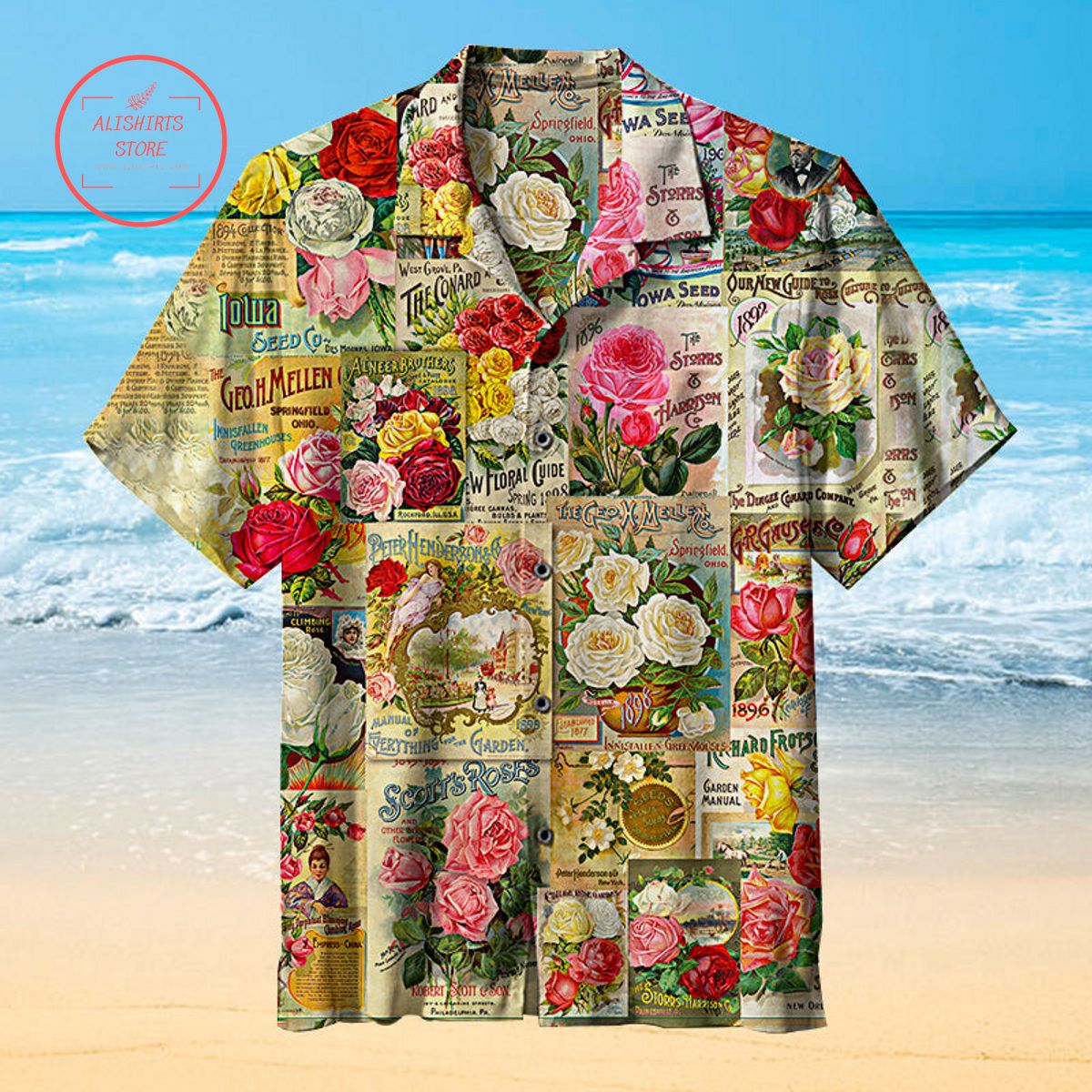 Seed Catalog Roses Hawaiian Shirt