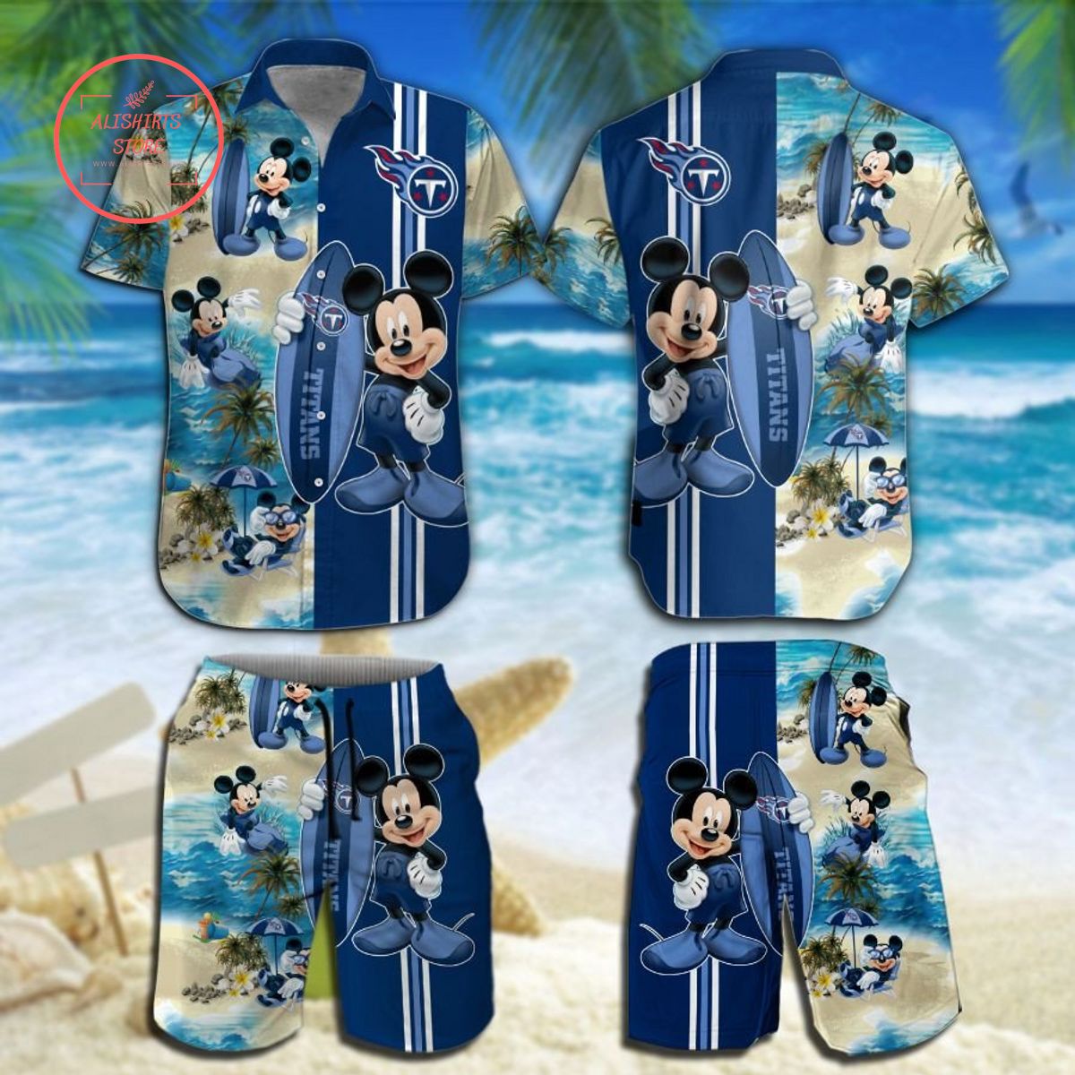Tennessee Titans Mickey Mouse Hawaiian Shirt and Shorts