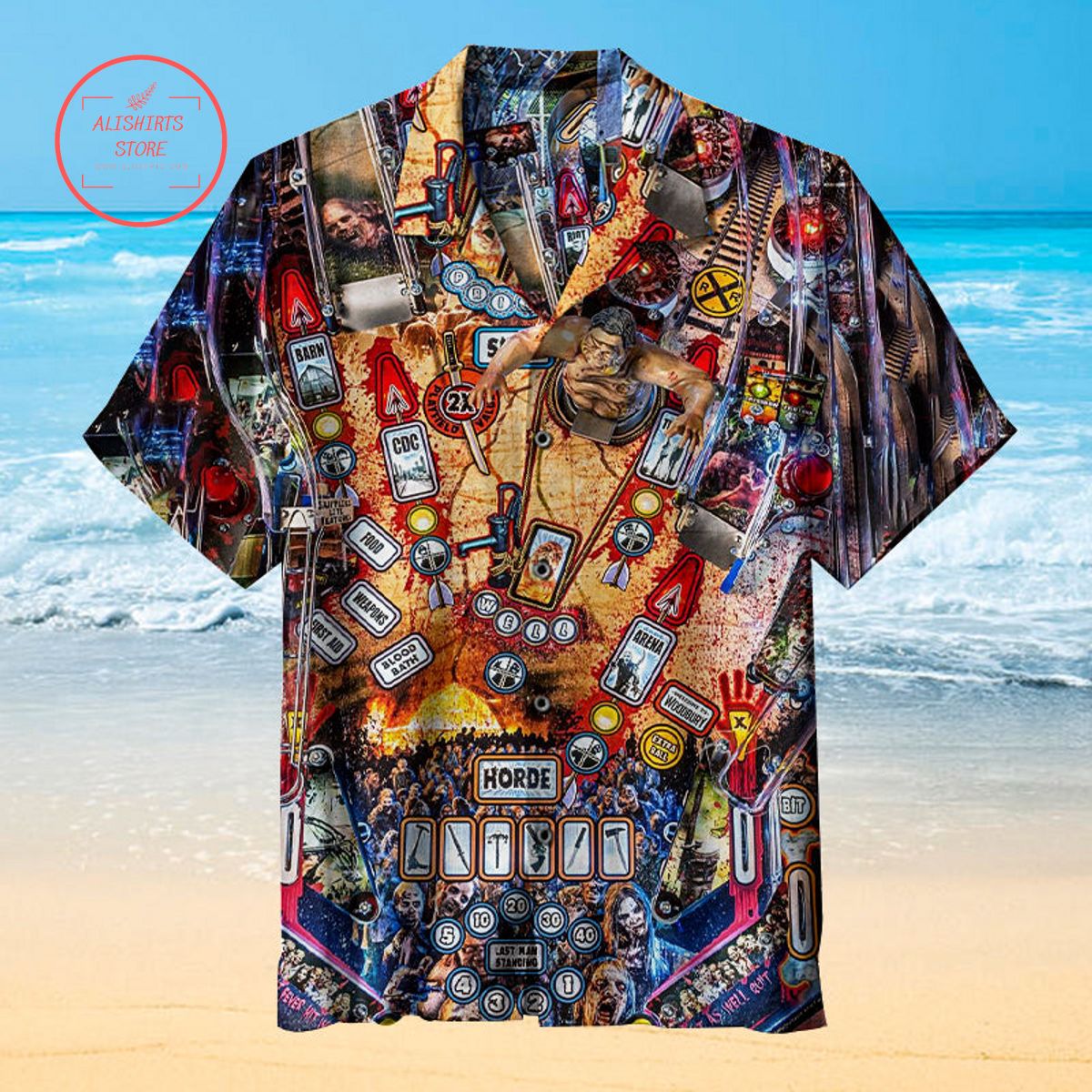The Walking Dead Pinball Hawaiian Shirt