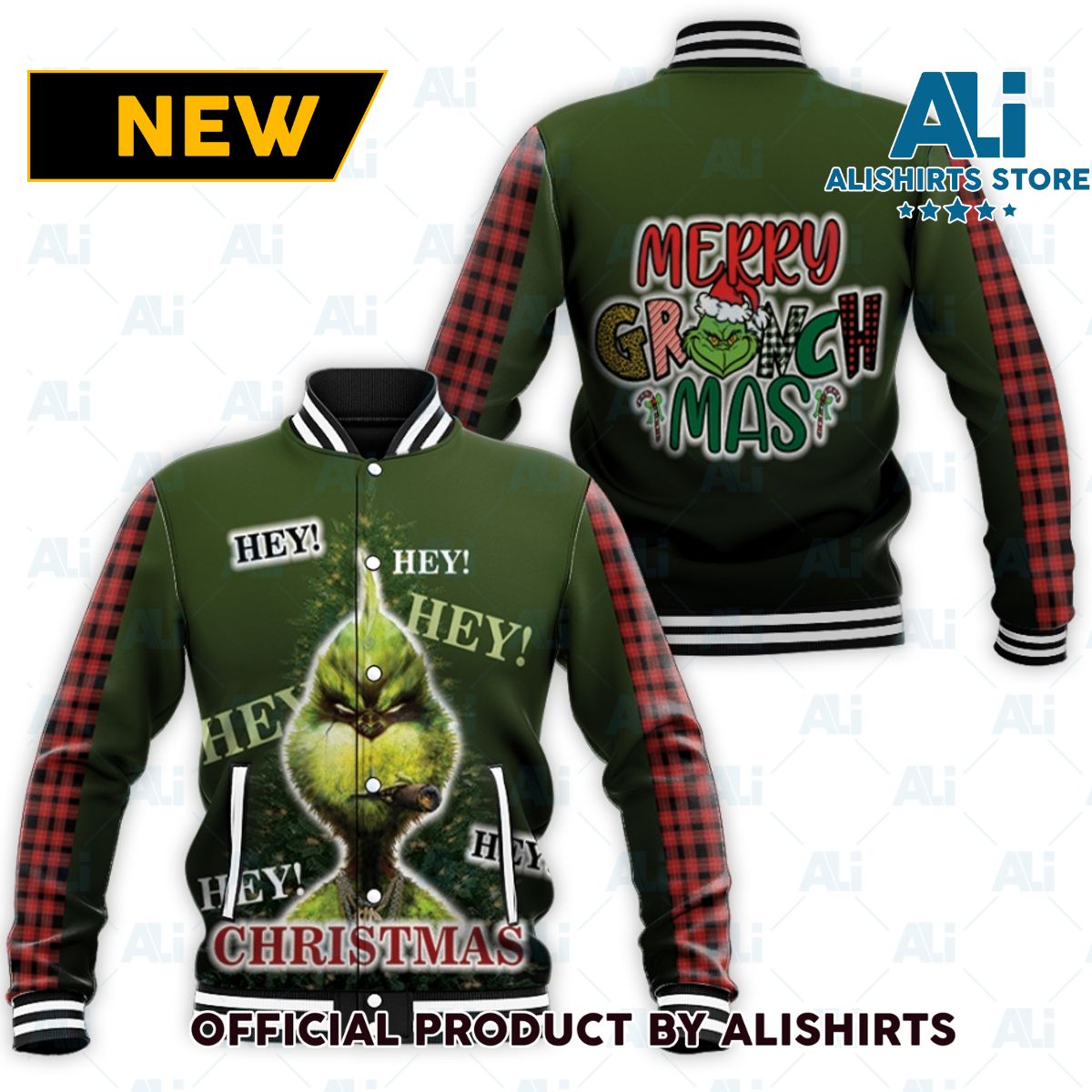 Hey Hey Merry Grinchmas Grinch Christmas varsity jacket