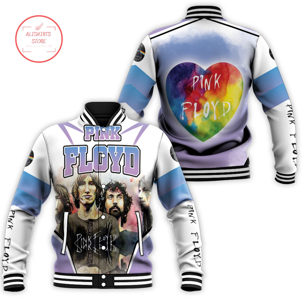 Pink Floyd Rainbow Heart Purple varsity jacket