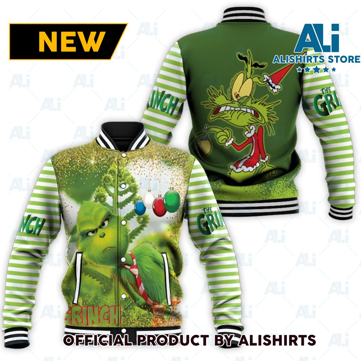 Grinch Chris as Cartoon Lights varsity jacket