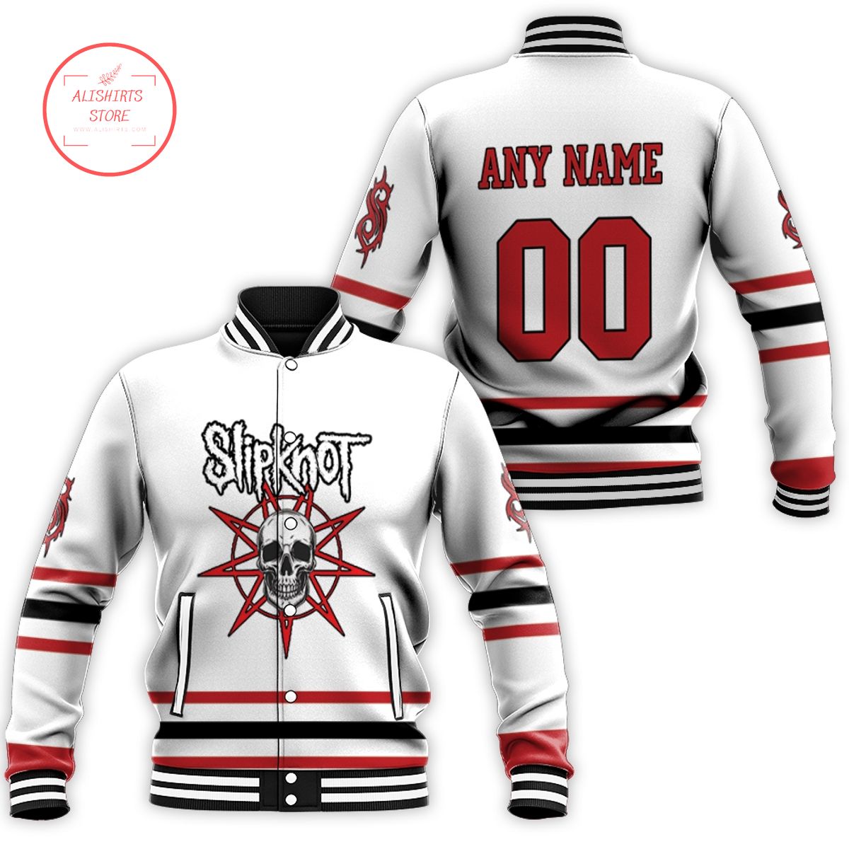 Slipknot Band Logo Skull White Gradient Custom varsity jacket