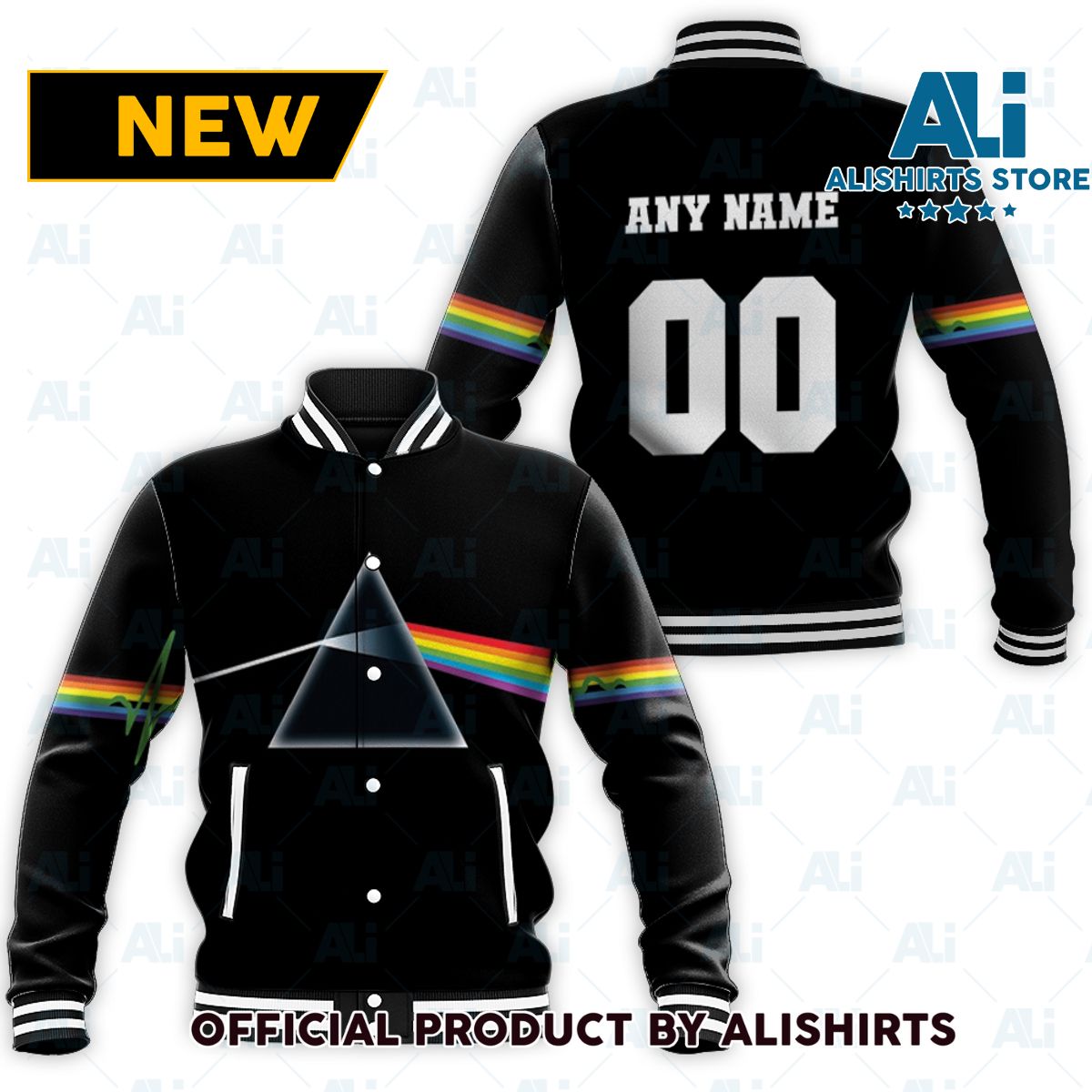 Pink Floyd Logo Rainbow Black Gradient varsity jacket
