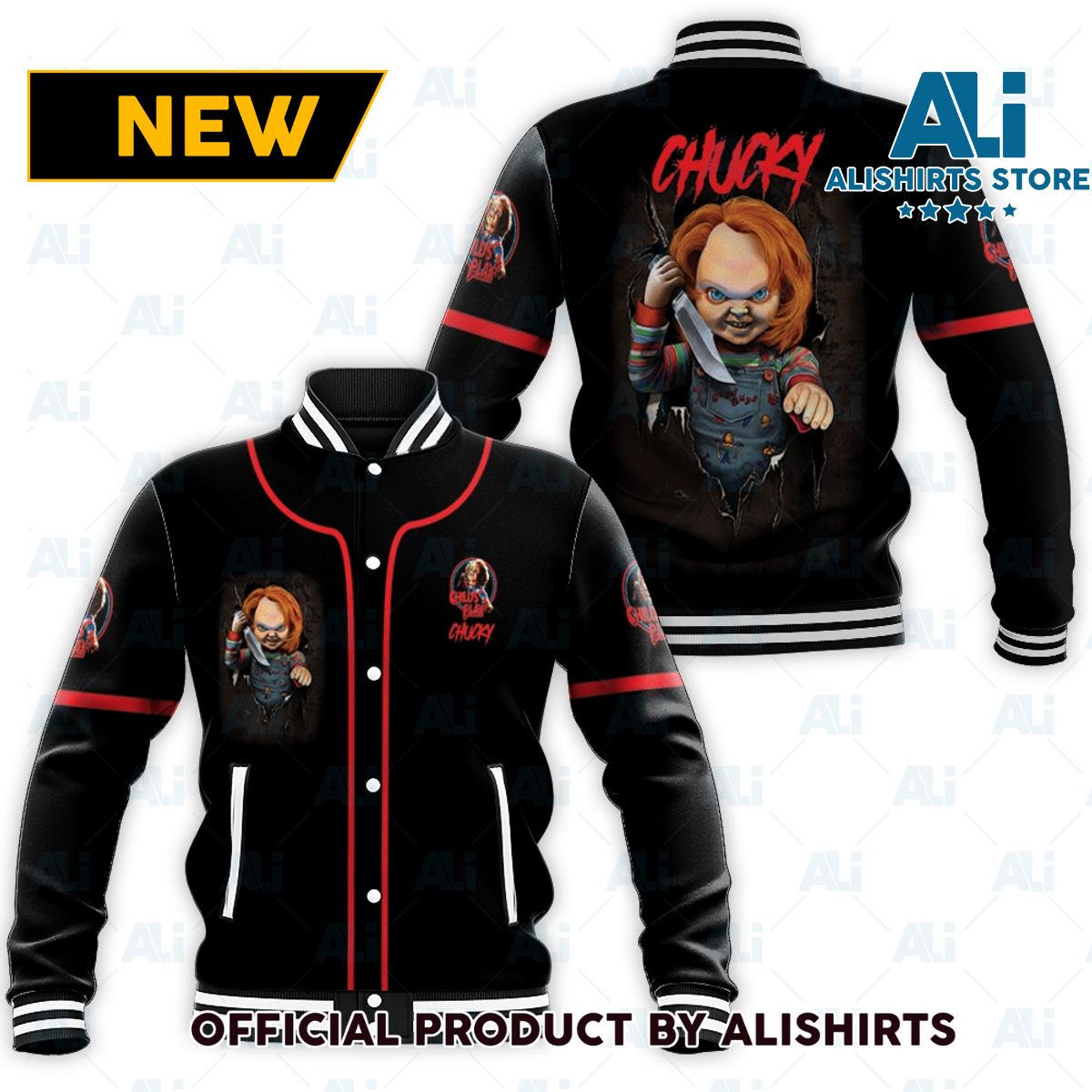 Chucky Childs Play Horror Killer Film Black Designed Chucky Halloween varsity jacket